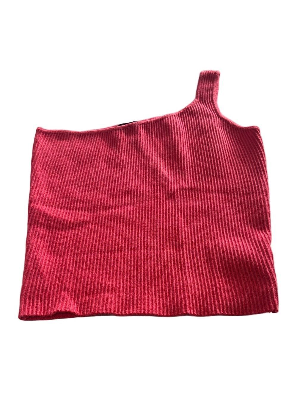 House Of Harlow 1960 Revolve Pink Asymmetrical Ribbed Cropped Tank Top - Small
